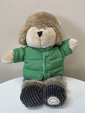 2011 Starbucks Plush Bearista in Bright Green Puffer Jacket